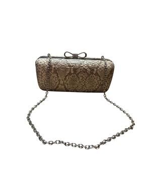 Expressions NYC Faux Snakeskin Evening Clutch with Chain